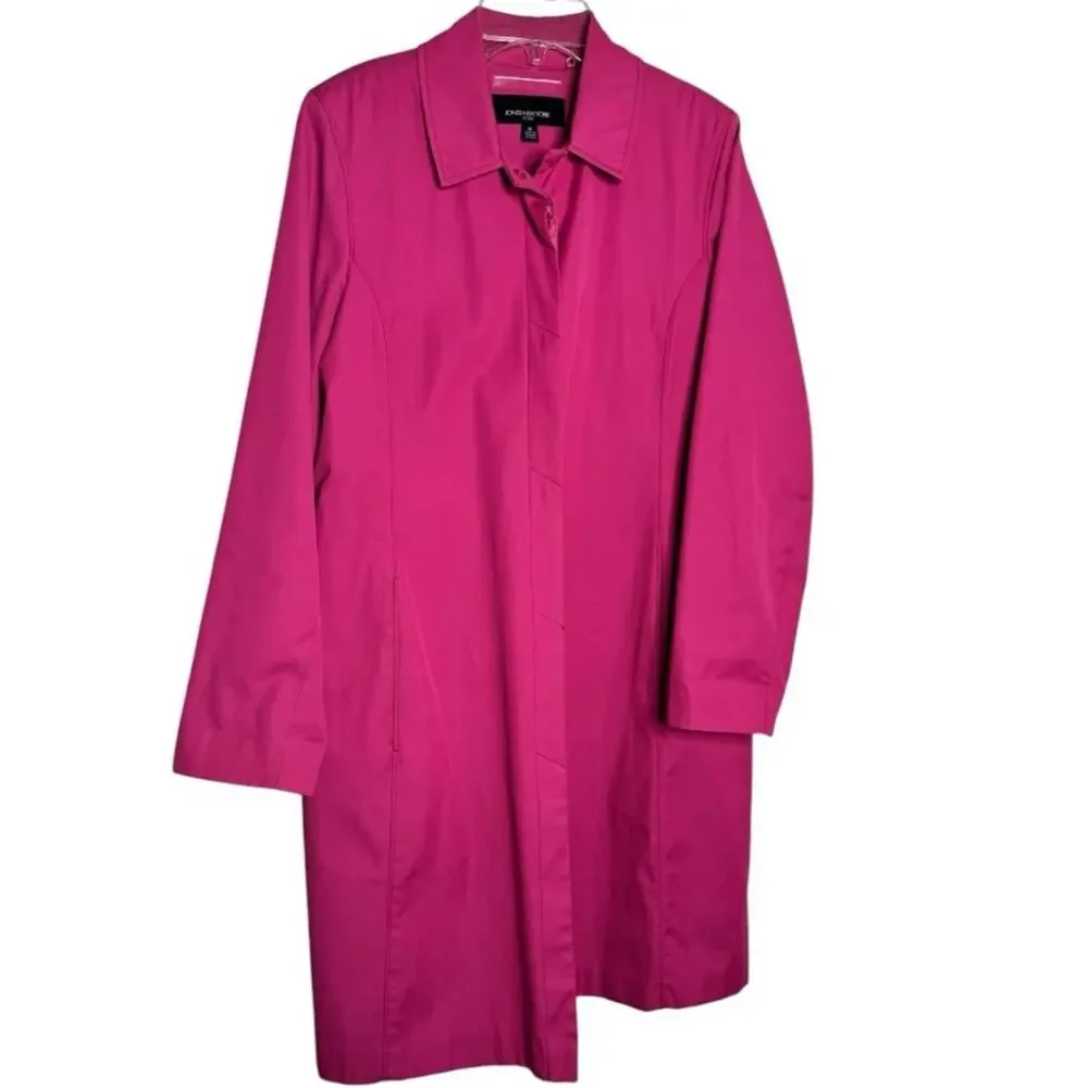 Jones New York Trench Coat in Dark Pink Size Medium Petite